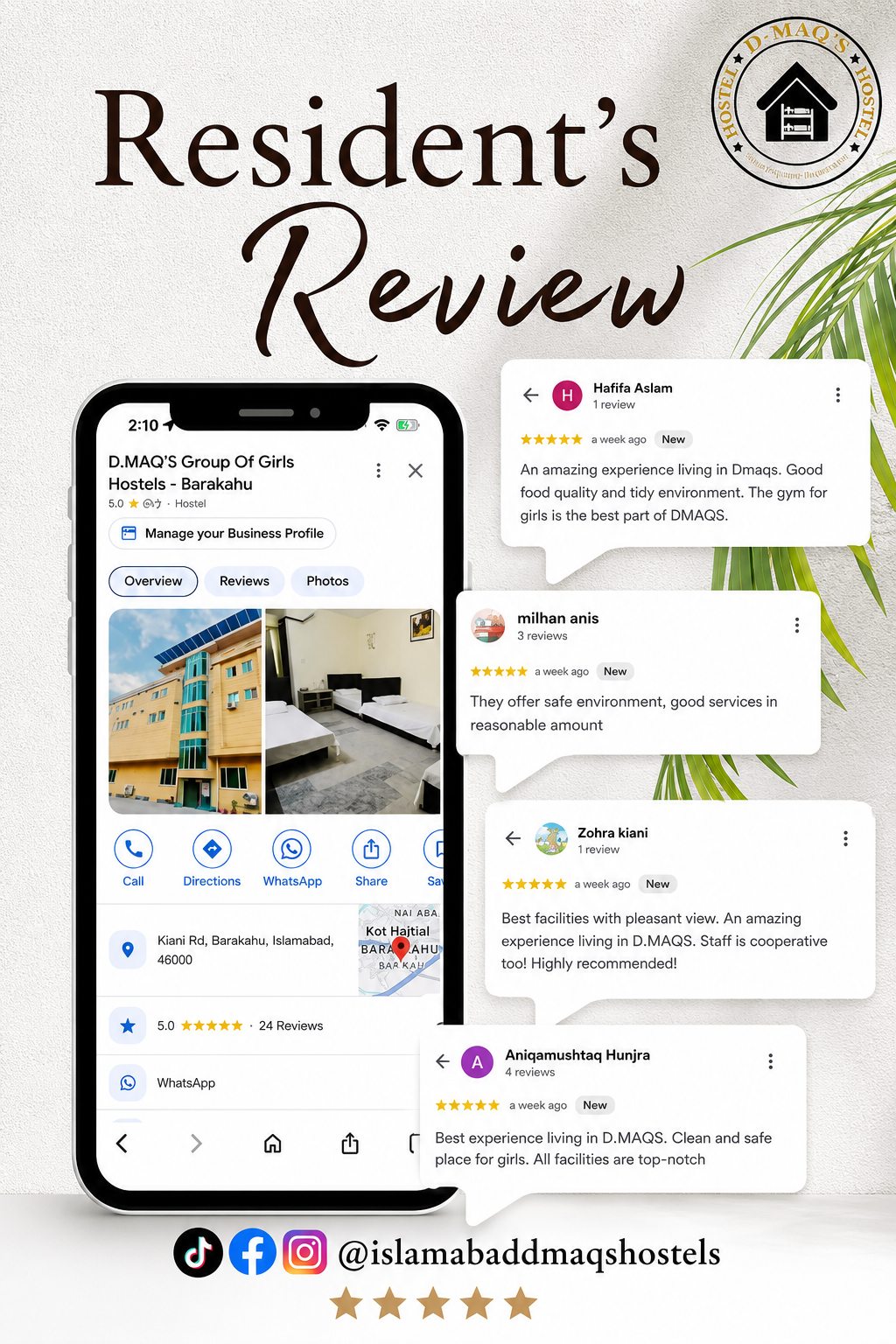 DMAQS Hostels Resident's Review